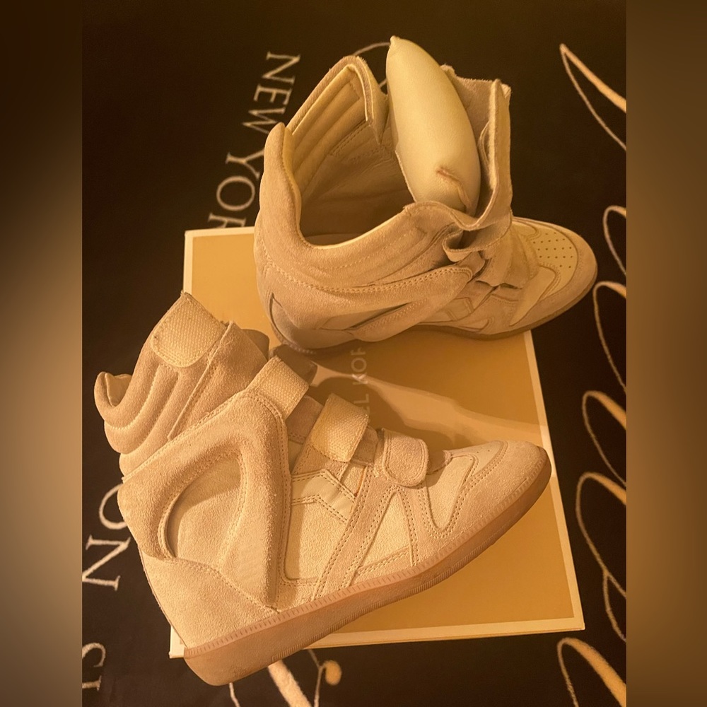 Isabel Marant Size 36 Nude Suede Wedge Sneaker